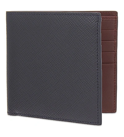 Smythson Panama Leather Wallet In Navy