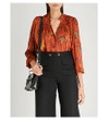 Ba&sh Danila Ruffled Printed Chiffon Shirt In Rouge