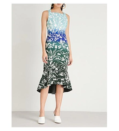 Peter Pilotto Kia Floral-print Crepe Dress In Stencil