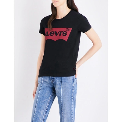 Levi's Logo-print Cotton T-shirt In Large Batwing Black