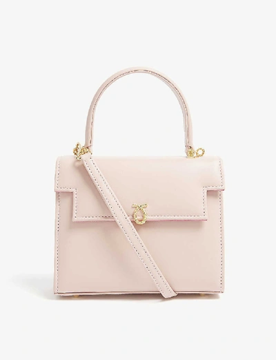 Launer Viola Leather Top Handle Bag In Poudre Pink