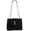 Saint Laurent Ladies Black Modern Monogram Loulou Velvet Shoulder Bag In Noir