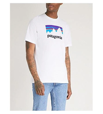 Patagonia Responsibili-tee Logo-print Recycled Cotton-blend T-shirt In White