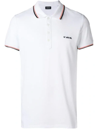 Diesel T-randy Contrast-trim Cotton Polo Shirt In White