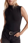 Madewell Funnel Neck Crop Muscle Tee In True Black