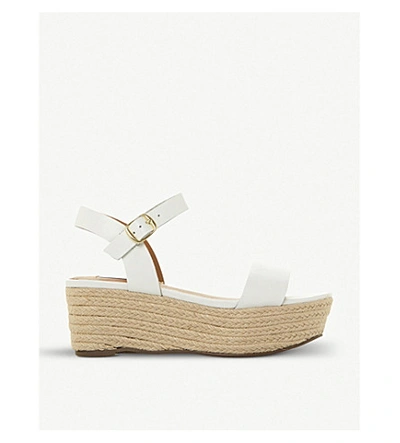 Steve Madden Busy Sm Leather And Jute Platform Sandals In White-leather