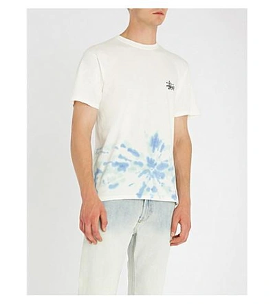 Stussy Tie-dyed Cotton-jersey T-shirt In Natural Blue