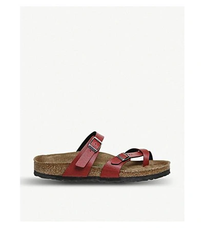 Birkenstock Mayari Cross Strap Sandal In Pull Up Bordeaux