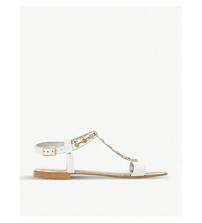 Dune Lexxa Studded Leather Sandals In White-leather