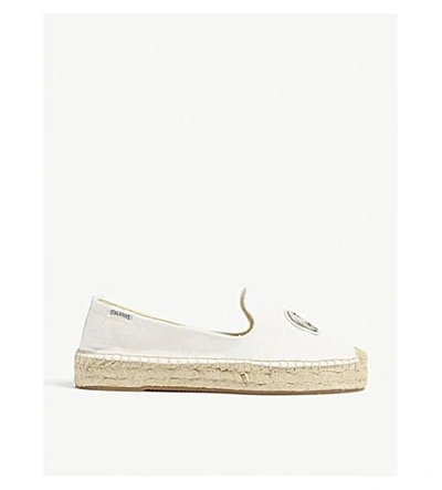 Soludos Beaded Elephant Espadrille Smoking Slippers In White