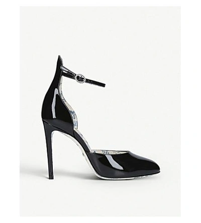 Gucci Daisy D'orsay 105 Patent-leather Courts In Black