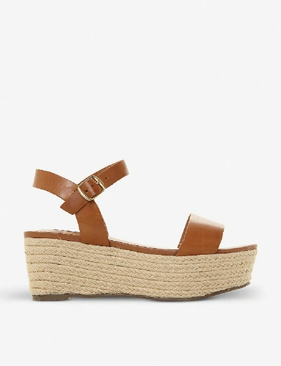 Steve Madden Busy Sm Leather And Jute Platform Sandals In Tan-leather