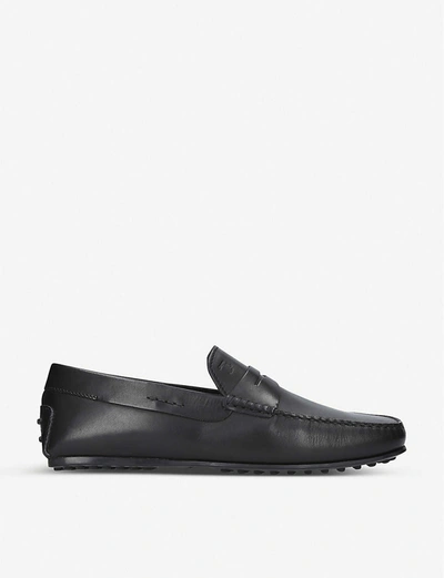 Tod's City Leather Driver Loafers In Black