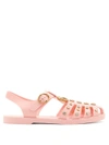 Gucci Embellished Rubber Sandals In Light Pink