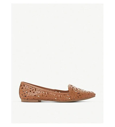 Dune Galatia Floral Laser-cut Leather Loafers In Tan-leather
