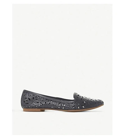 Dune Galatia Floral Laser-cut Leather Loafers In Navy-leather