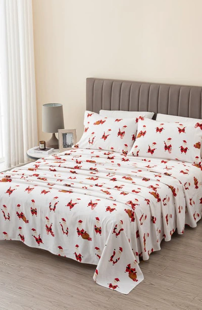 Woven & Weft Holiday Print Turkish Cotton Sheet Set In Jolly Santa