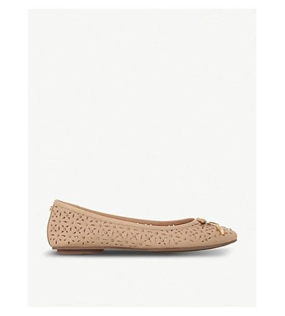 Dune Helenn Floral Laser-cut Leather Ballet Flats In Nude-leather