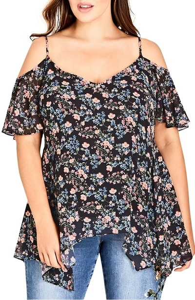 City Chic Baby Floral Cold Shoulder Top
