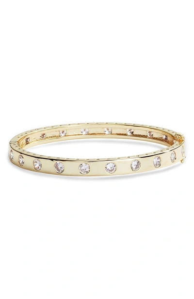 Melinda Maria Ashley Hinged Cuff In White Cz/ Gold