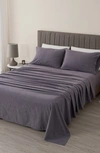 Woven & Weft Heathered Turkish Cotton Flannel Sheet Set In Heathered Acai Purple