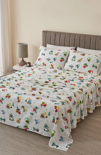 Woven & Weft Holiday Print Turkish Cotton Sheet Set In Christmas Toy Trucks