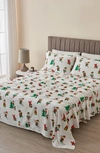 Woven & Weft Holiday Print Turkish Cotton Sheet Set In Christmas Elves