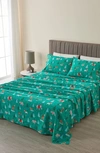 Woven & Weft Holiday Print Turkish Cotton Sheet Set In Safari Animals Christmas