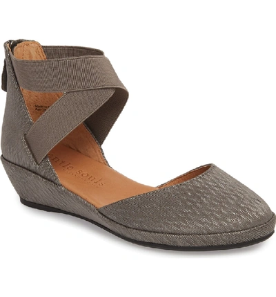 Gentle Souls By Kenneth Cole 'noa' Elastic Strap D'orsay Sandal In Ash Embossed Leather