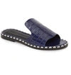 Sigerson Morrison Estee Slide Sandal In Navy Croc Print Leather