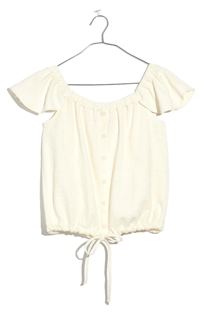 Madewell Texture & Thread Off The Shoulder Top In Bright Ivory