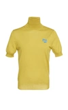 Prada Short Sleeve Logo Knit Top In Yellow