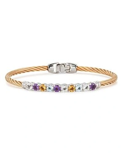 Alor Topaz & Amethyst Cable Bangle Bracelet In Multi/gold