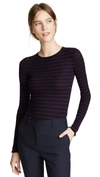 Vince Stripe Ribbed Sweater In Coastal/merlot