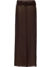 Prada Chiffon Belted Maxi Skirt In Brown