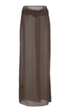 Prada Belted Silk-chiffon Maxi Skirt In Neutral