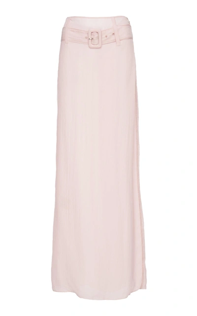 Prada Belted Chiffon Skirt In Ivory