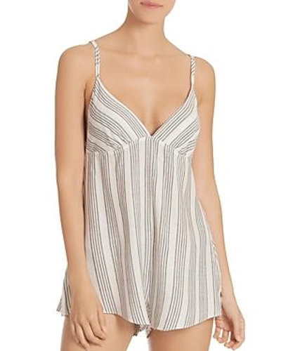 Midnight Bakery Stripe Woven Romper In White/ Black