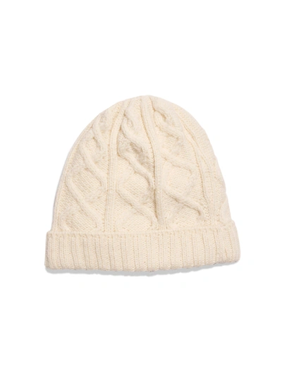 Faherty Aran Irish Cable Knit Beanie In Ivory Isle