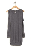 Go Couture Cold Shoulder Long Sleeve Body-con Dress In Charcoal