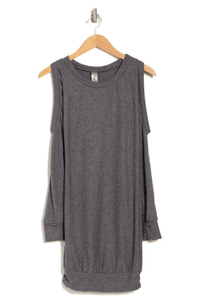 Go Couture Cold Shoulder Long Sleeve Body-con Dress In Charcoal