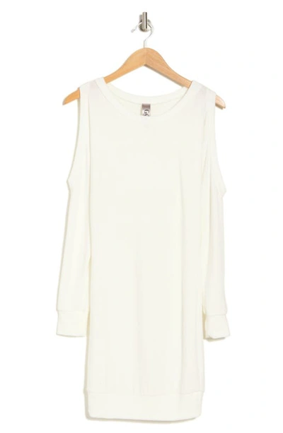 Go Couture Cold Shoulder Long Sleeve Body-con Dress In Ivory