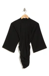 Go Couture Mock Neck Ruched Body-con Minidress In Black