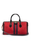 Gucci Ophidia Boston Suede Bowling Bag In Black Red