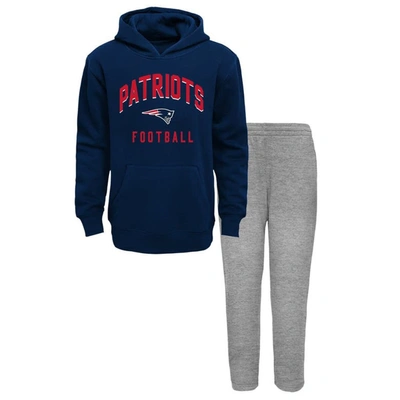 Outerstuff Kids' Youth Navy/heather Gray New England Patriots Play By Play Lightweight Pullover Hoodie & Fleece Pant