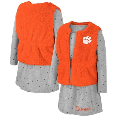 Colosseum Kids' Girls Toddler  Orange Clemson Tigers Meowing Vest & Dress Set