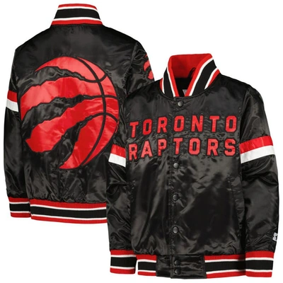 Starter Kids' Youth  Black Toronto Raptors Home Game Varsity Satin Full-snap Jacket