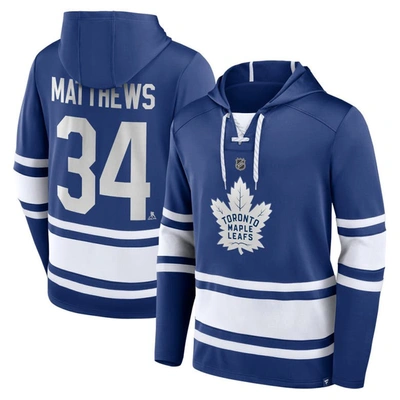 Fanatics Branded Auston Matthews Blue Toronto Maple Leafs Name & Number Lace-up Pullover Hoodie