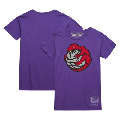 Mitchell & Ness Men's And Women's  Purple Toronto Raptors Hardwood Classics Mvp Throwback Logo T-shir