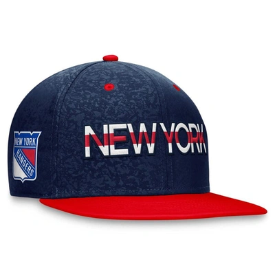 Fanatics Branded  Navy/red New York Rangers Authentic Pro Rink Two-tone Snapback Hat In Navy,red